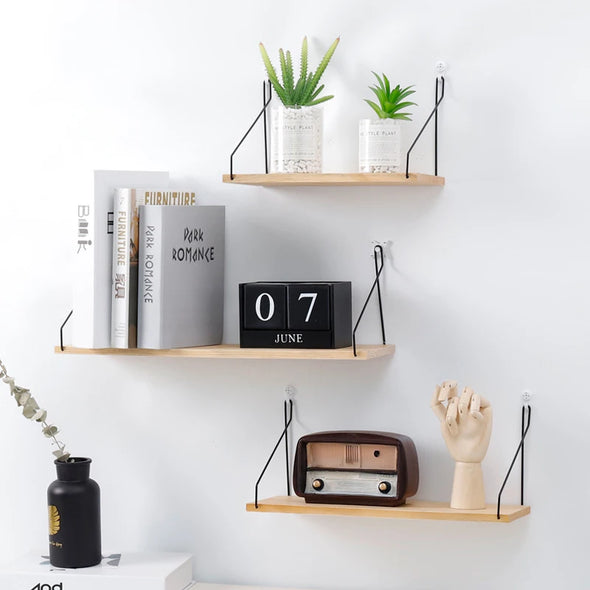 Simple Iron Wood Wall Shelf